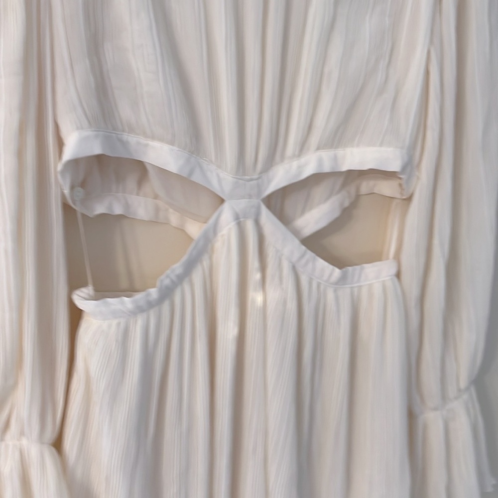 ZARA Cream Crinkly Midriff Cut Out Midi Dress M NWT - Picture 10 of 16